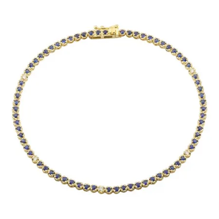GEMSTONE AND DIAMOND TENNIS BRACELET