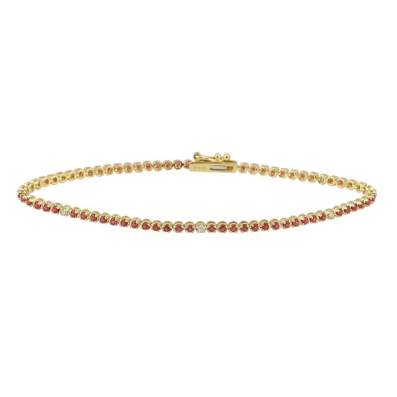 GEMSTONE AND DIAMOND TENNIS BRACELET
