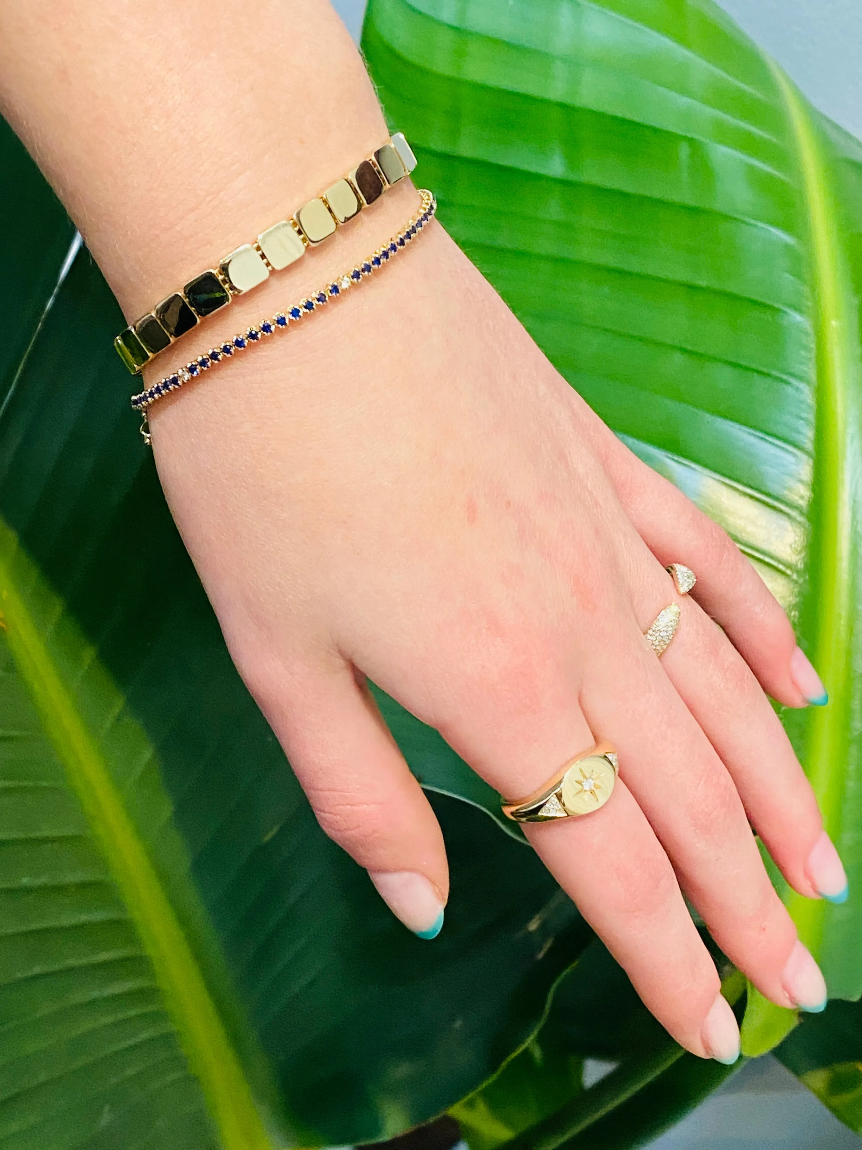 GEMSTONE AND DIAMOND TENNIS BRACELET