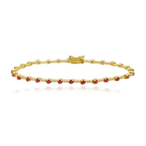 Gemstone and Diamonds Segment Tennis Bracelet