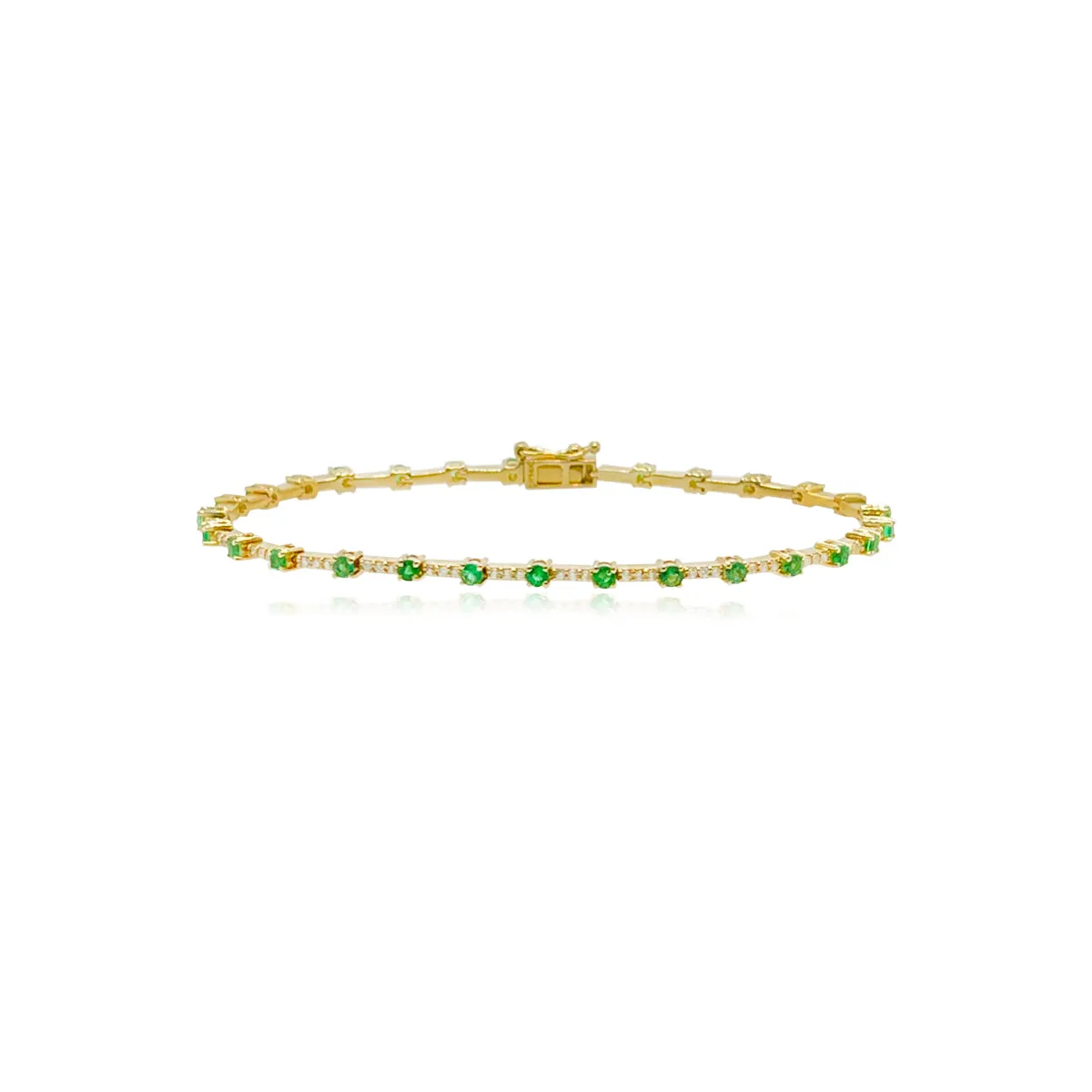 Gemstone and Diamonds Segment Tennis Bracelet