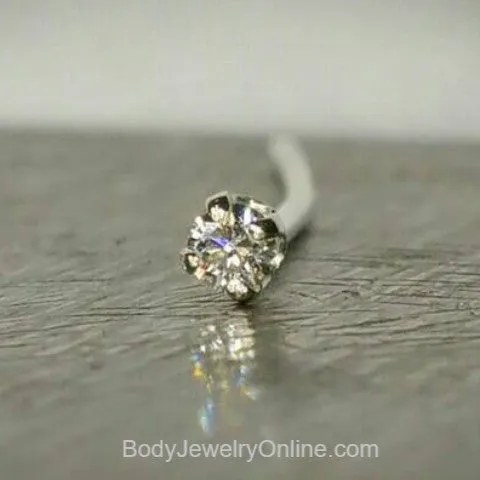 Genuine DIAMOND Nose Stud 2mm VS  F  Post - 14k Gold or Sterling Silver