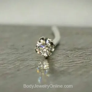 Genuine DIAMOND Nose Stud 2mm VS  F  Post - 14k Gold or Sterling Silver