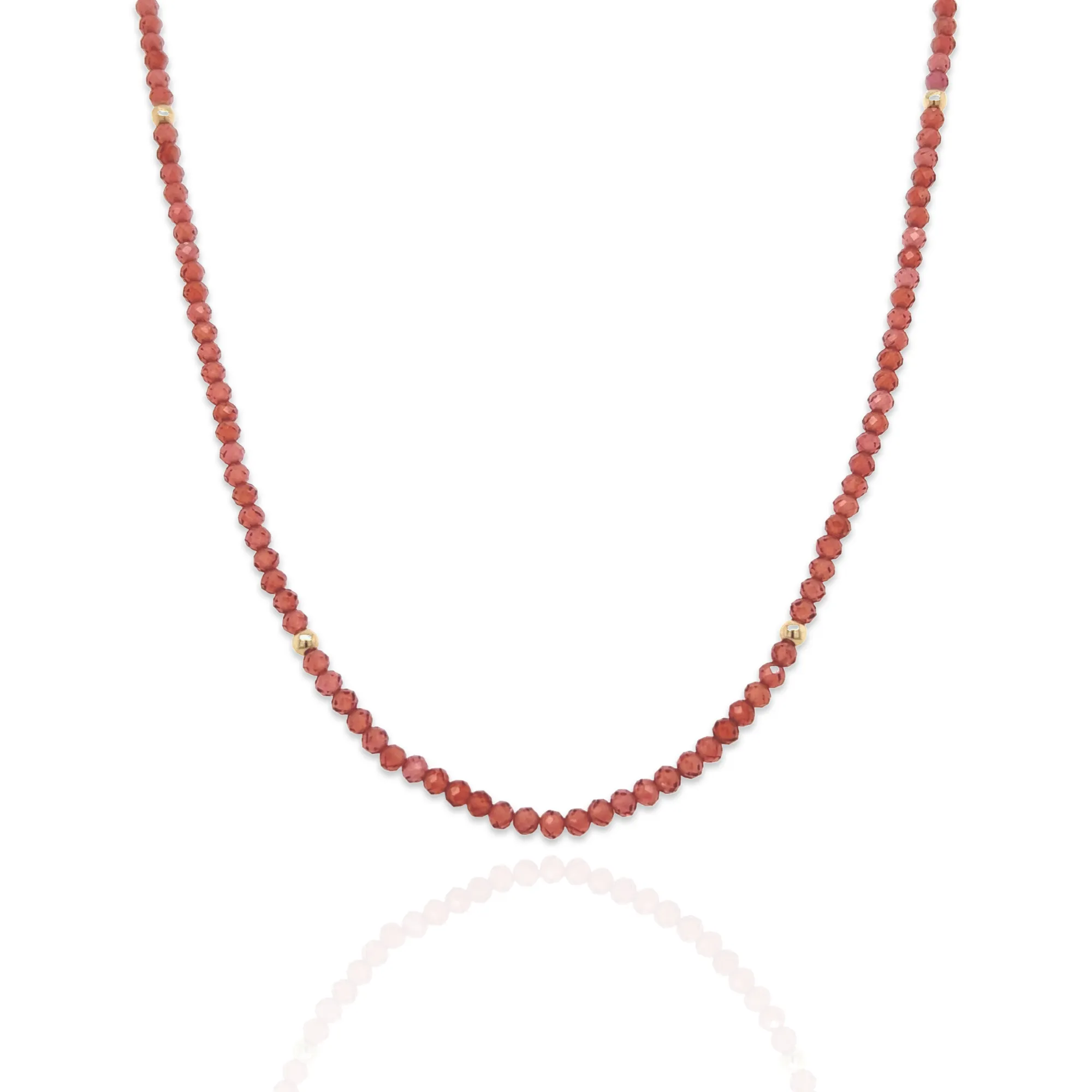 Genuine Garnet Gemstone Bead Necklace