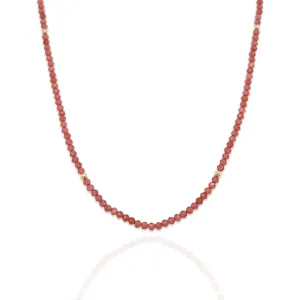 Genuine Garnet Gemstone Bead Necklace