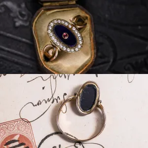 Georgian Ruby & Pearl Spinner Ring