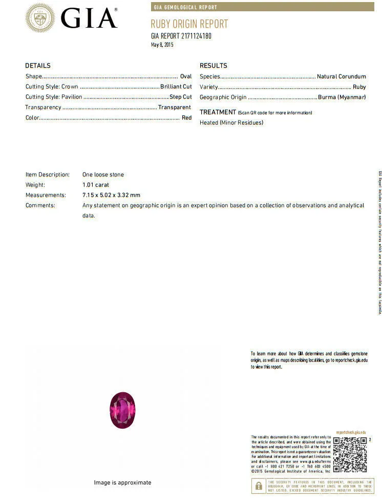 GIA Certified 1.01ct oval cut red ruby & .50ct diamonds ring 14kt Raised Deck