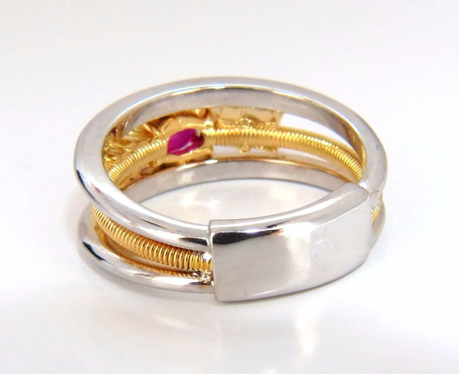GIA Certified 1.30ct natural vivid red ruby diamonds ring 18kt coil wrap