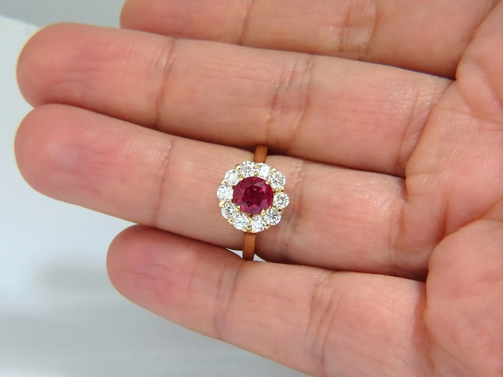 GIA Certified 1.54ct oval cut red ruby .88ct diamonds ring 18kt