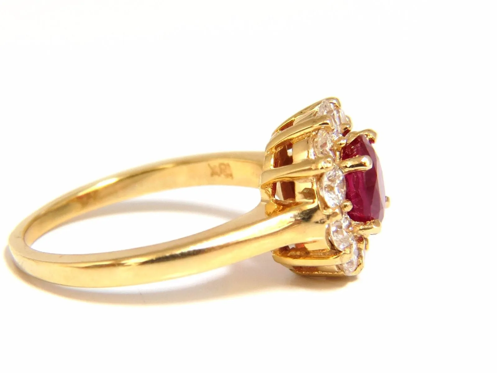 GIA Certified 1.54ct oval cut red ruby .88ct diamonds ring 18kt
