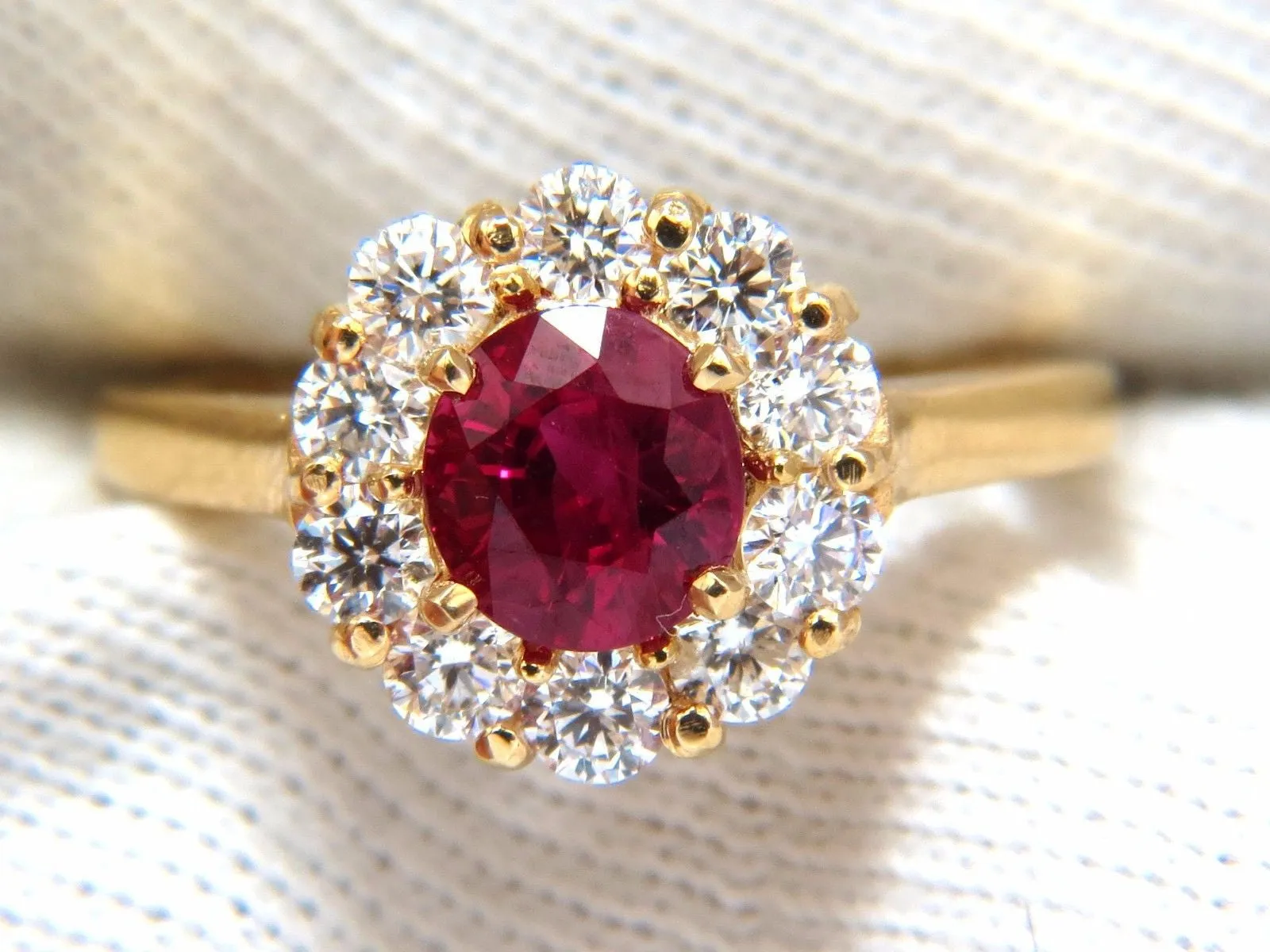 GIA Certified 1.54ct oval cut red ruby .88ct diamonds ring 18kt