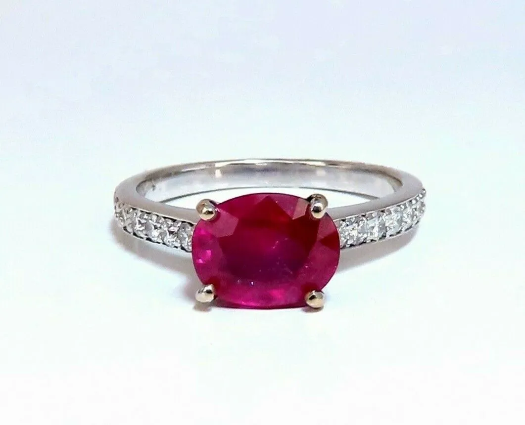 GIA Certified 3.06ct red ruby diamonds ring 14 Karat
