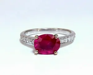 GIA Certified 3.06ct red ruby diamonds ring 14 Karat