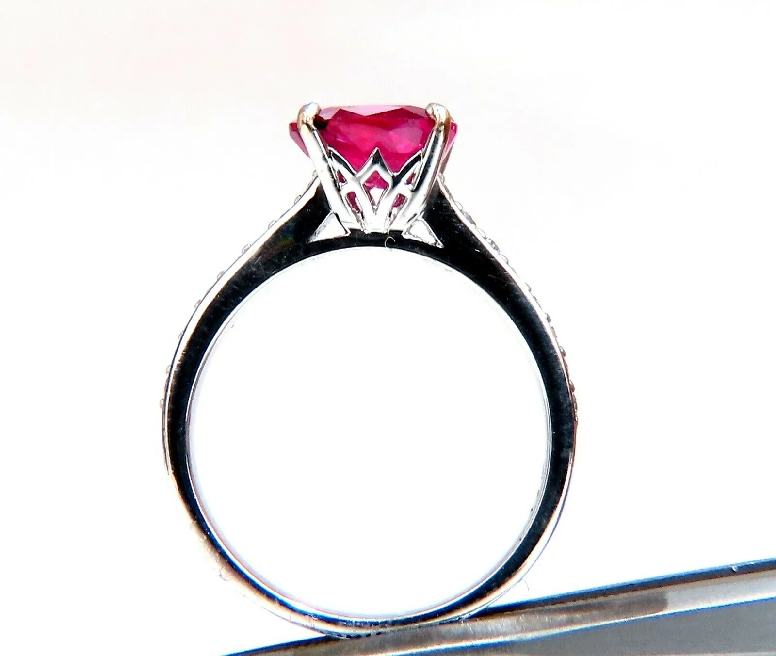 GIA Certified 3.06ct red ruby diamonds ring 14 Karat