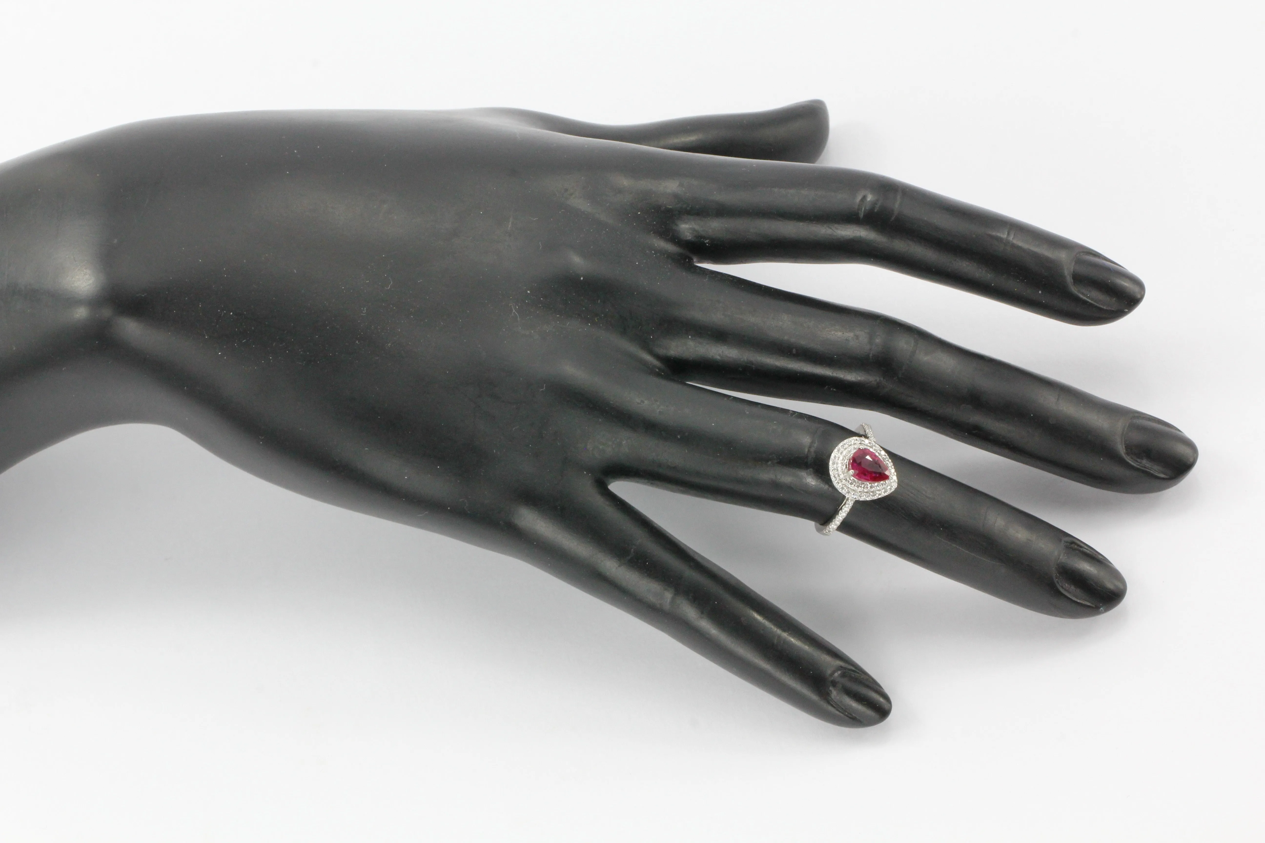 GIA Natural No Heat Platinum Ruby & Diamond Halo Engagement Ring