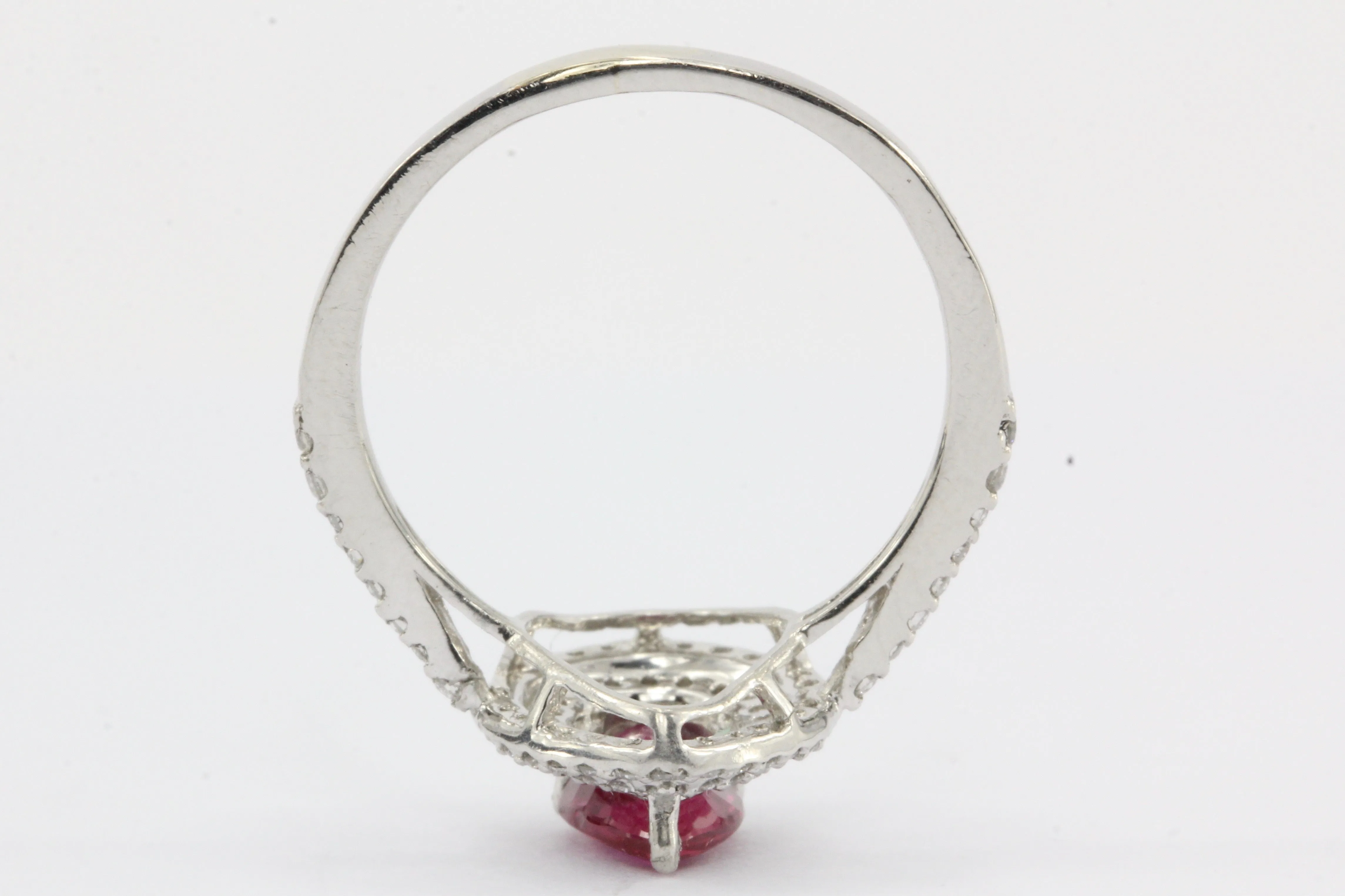 GIA Natural No Heat Platinum Ruby & Diamond Halo Engagement Ring