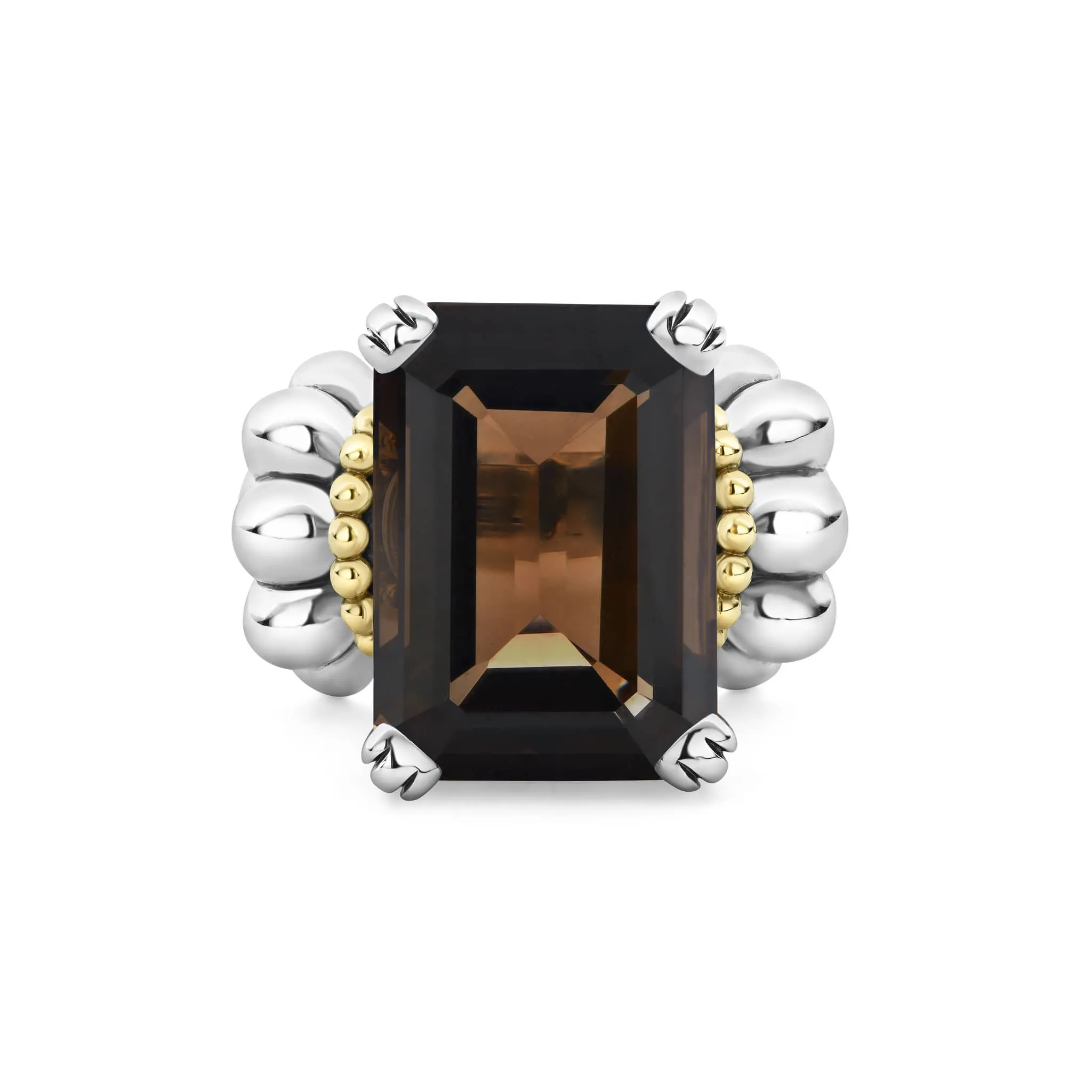 Glacier Large Emerald-Cut Smokey Quartz Ring