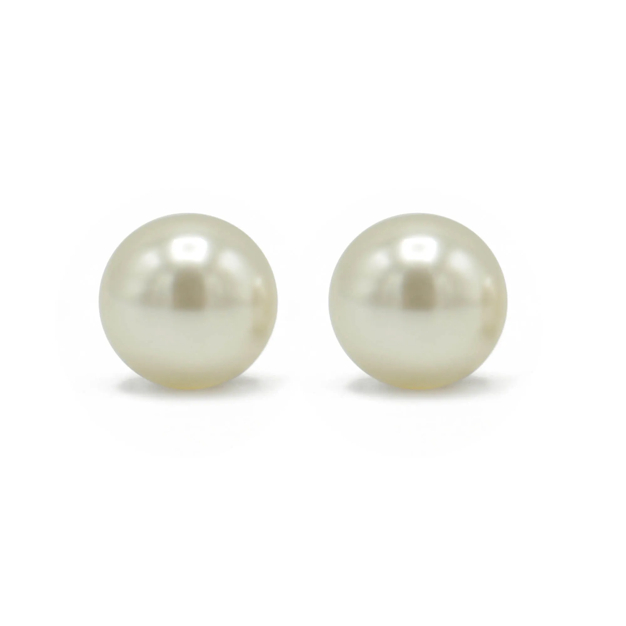 Gold 10Mm Cream Pearl Stud Earring #HNE90895-10MMGDCM(MH14)