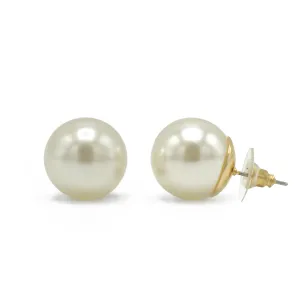 Gold 10Mm Cream Pearl Stud Earring #HNE90895-10MMGDCM(MH14)