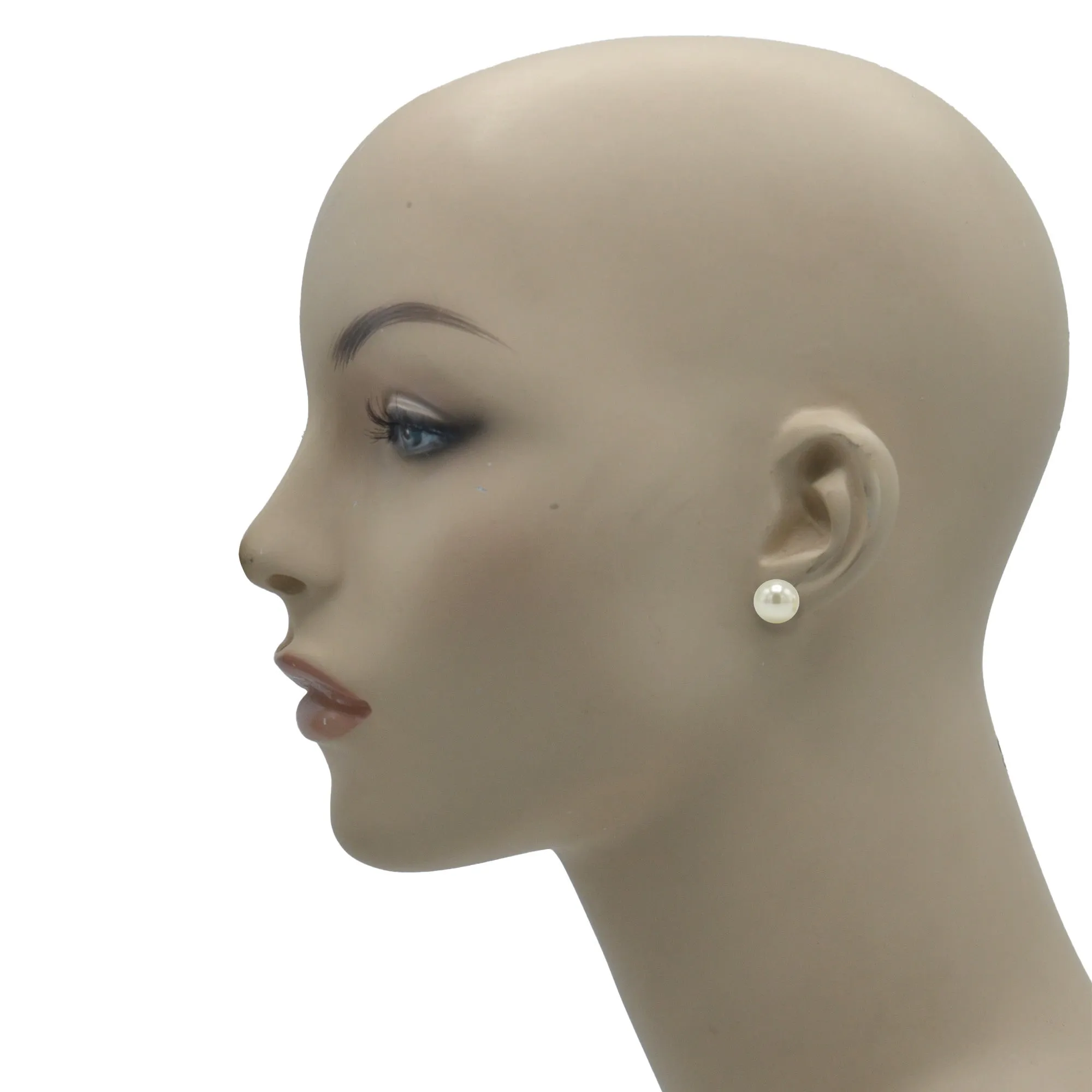 Gold 10Mm Cream Pearl Stud Earring #HNE90895-10MMGDCM(MH14)