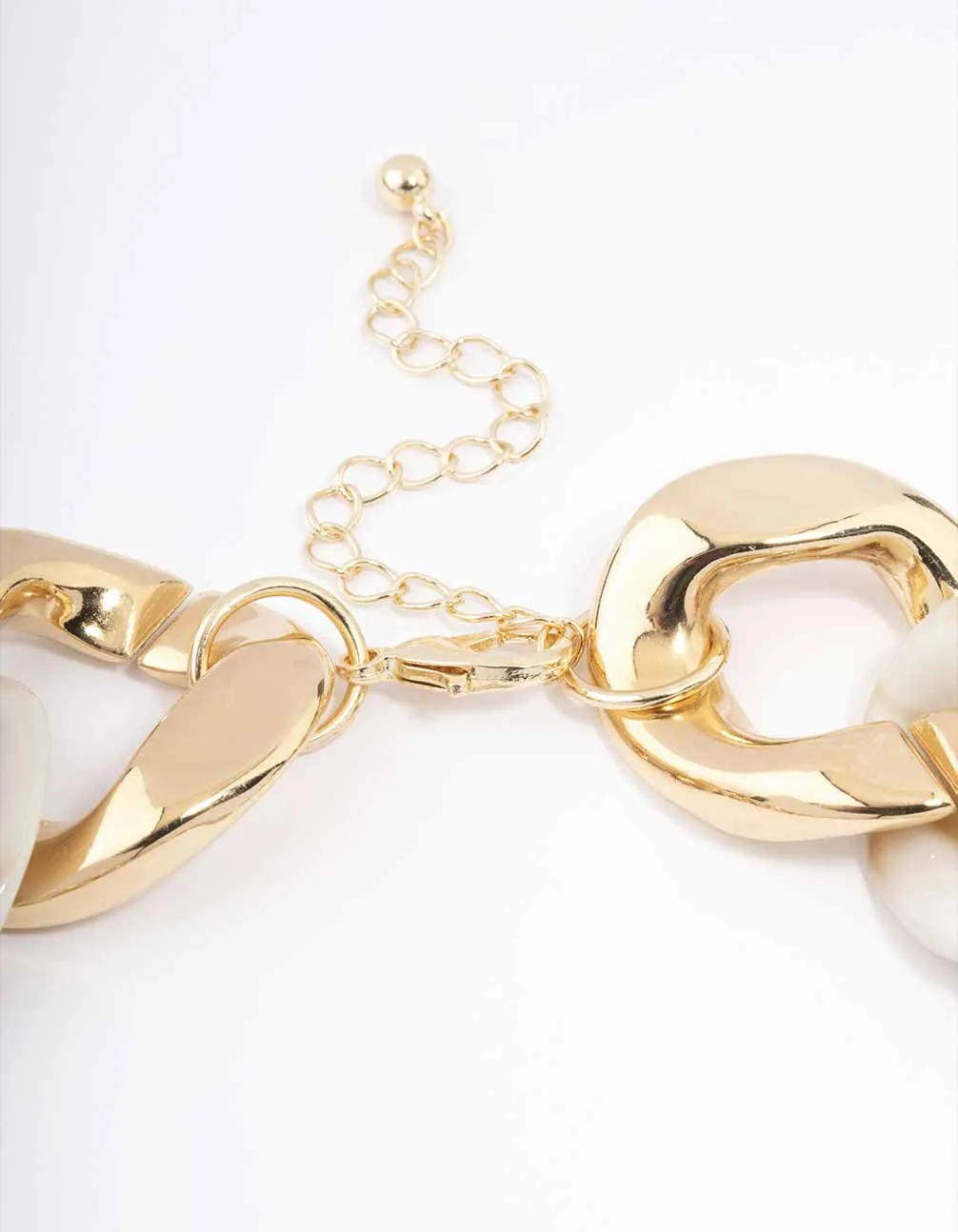 Gold Acrylic Mixed Link Short Necklace
