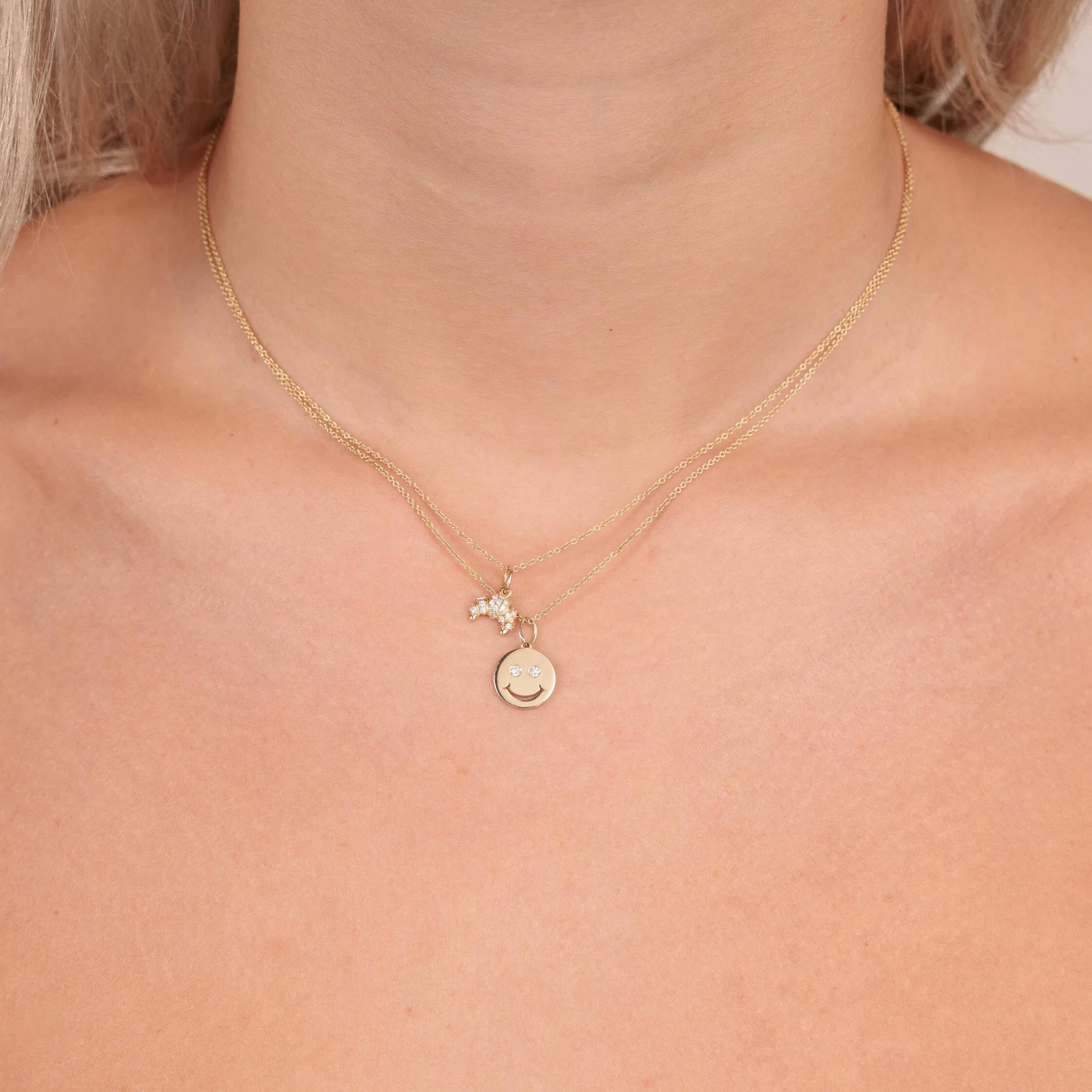Gold & Diamond Small Croissant Charm