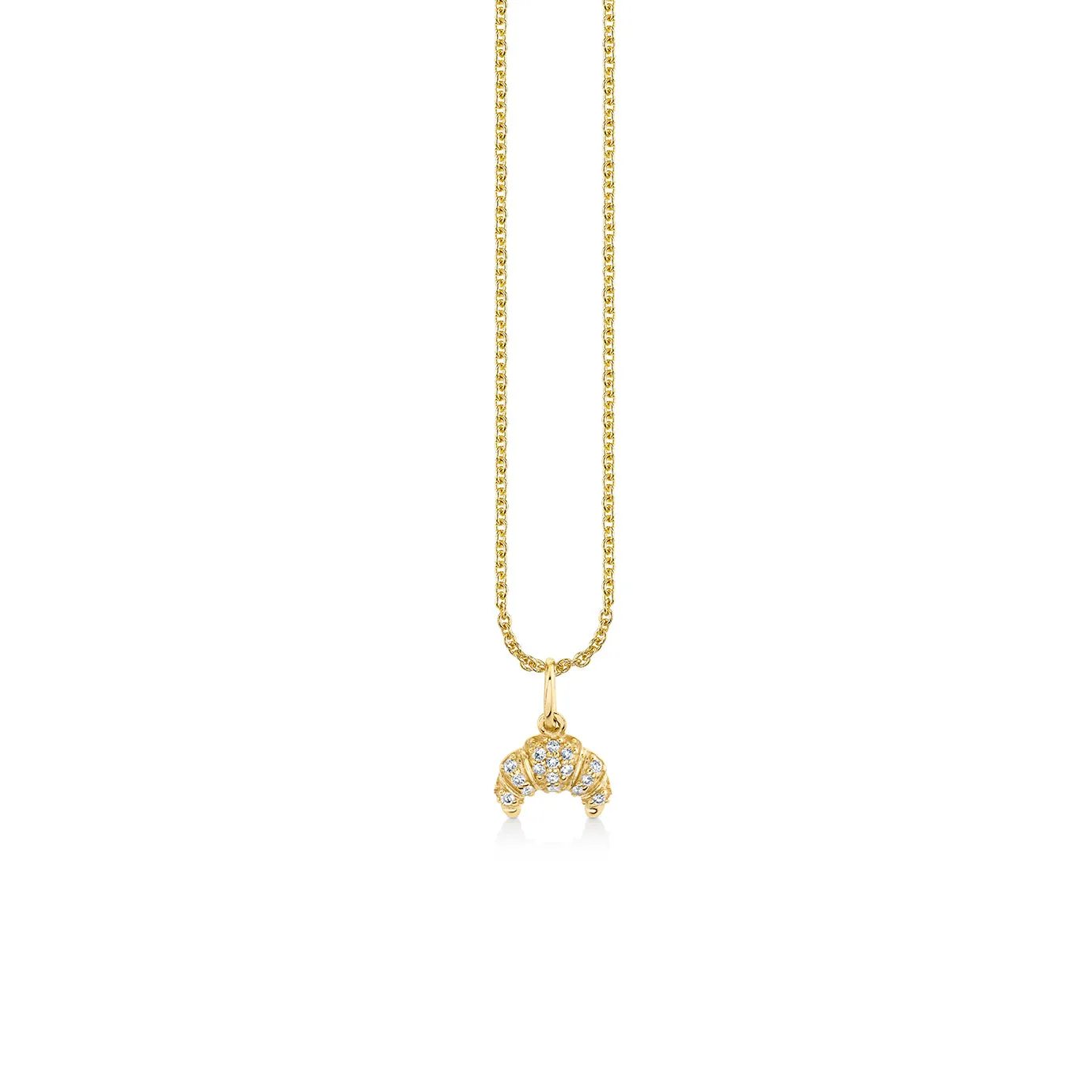 Gold & Diamond Small Croissant Charm