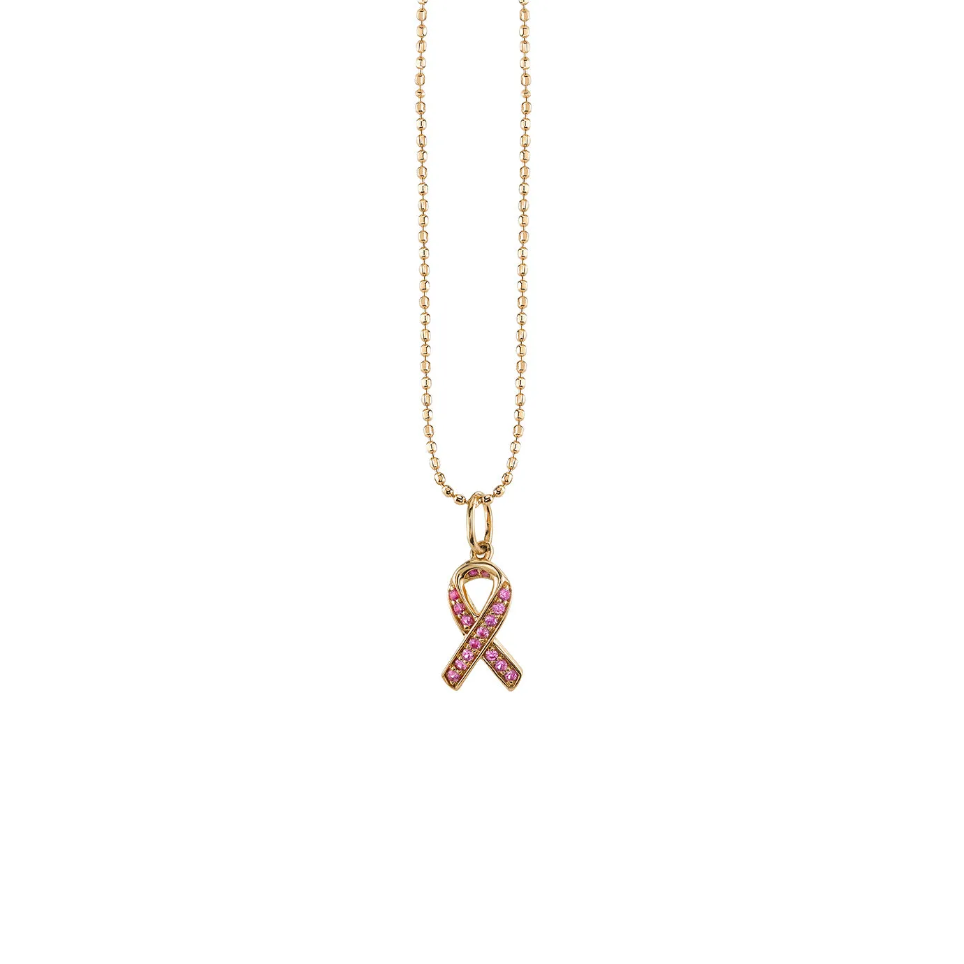 Gold & Pink Sapphire Awareness Ribbon Charm