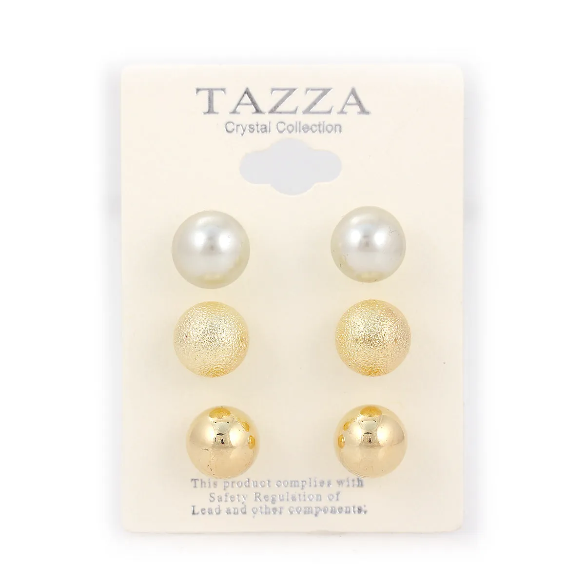 GOLD AND PEARL 12 MM SET OF 3 STUD  EARRING #4380E(MG14)