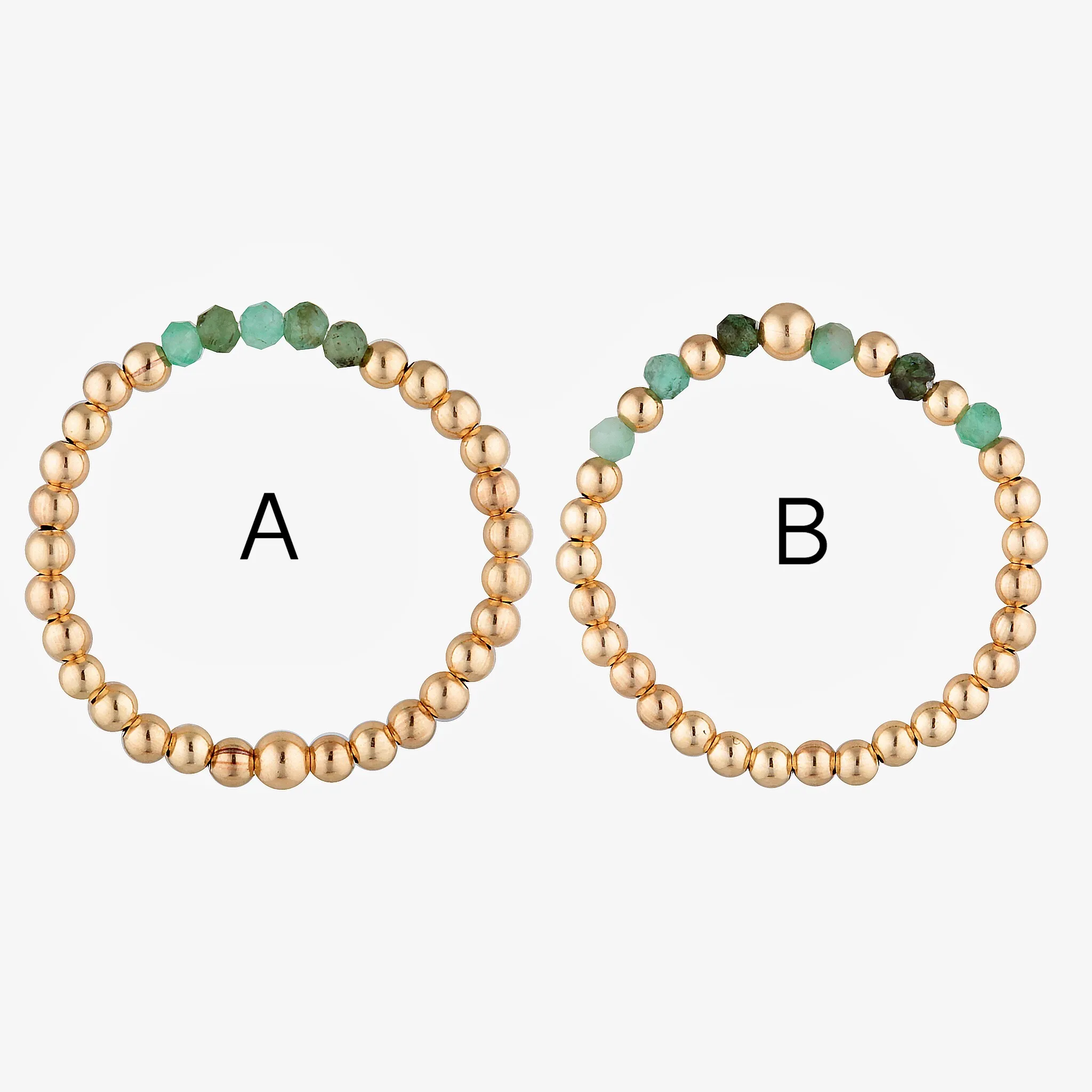 Gold Bead Ring ~ Emerald
