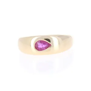 Gold Domed Band with Flush Set Ruby