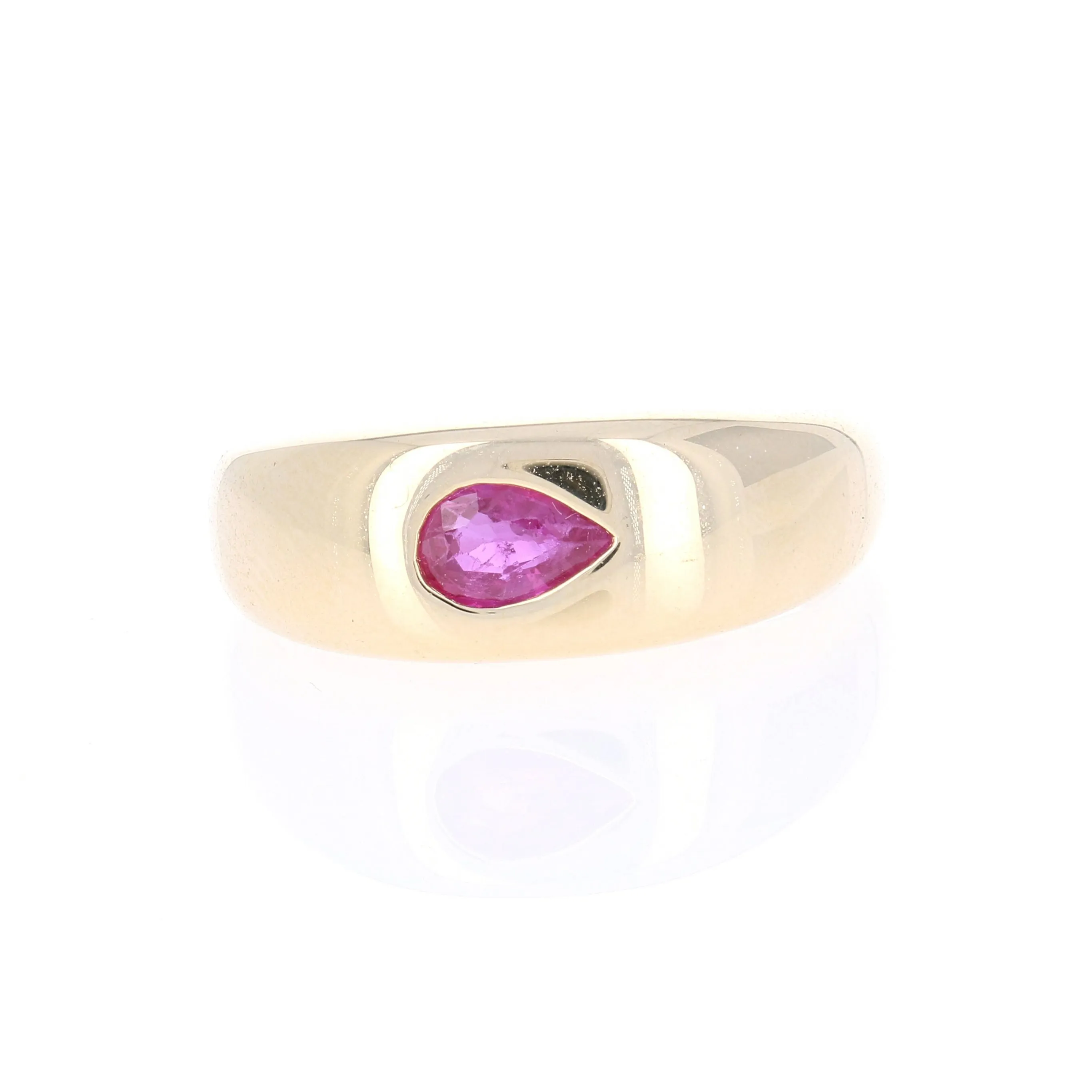 Gold Domed Band with Flush Set Ruby