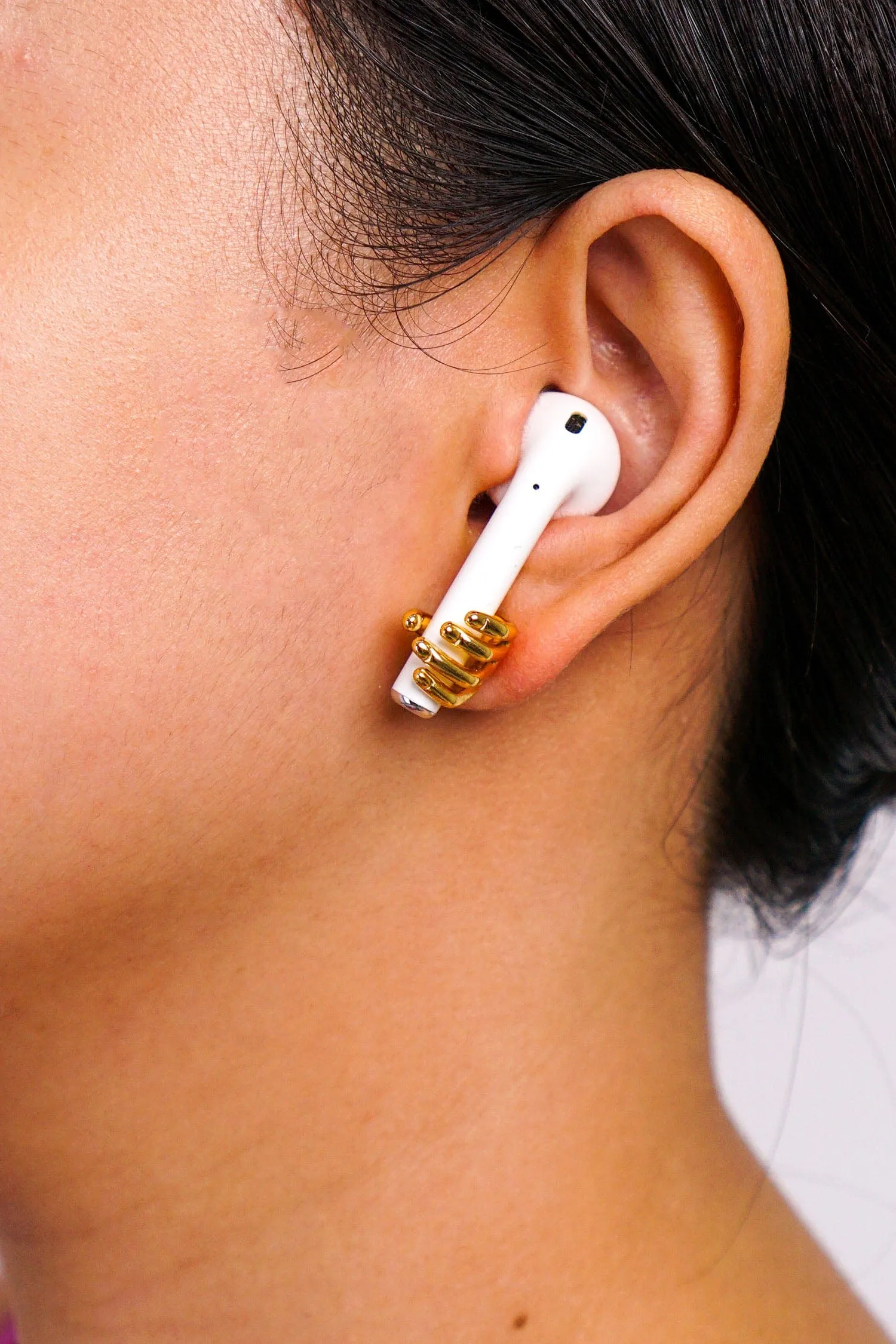 Gold Geometric Hand Stud Earrings