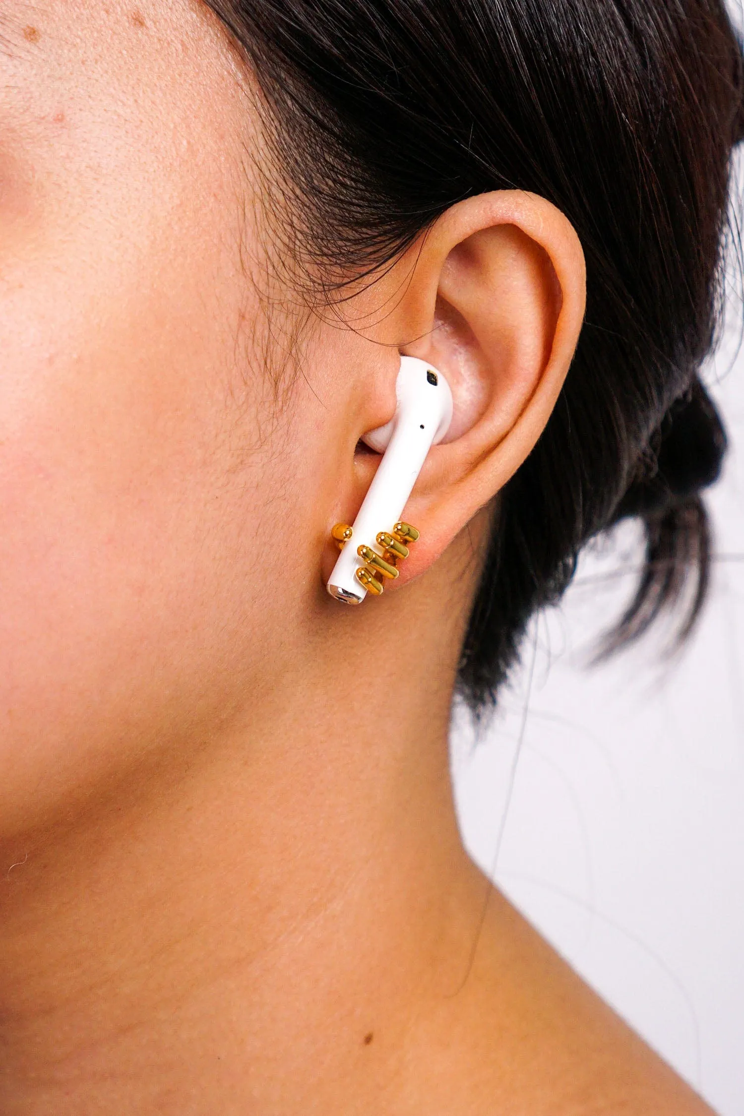 Gold Geometric Hand Stud Earrings