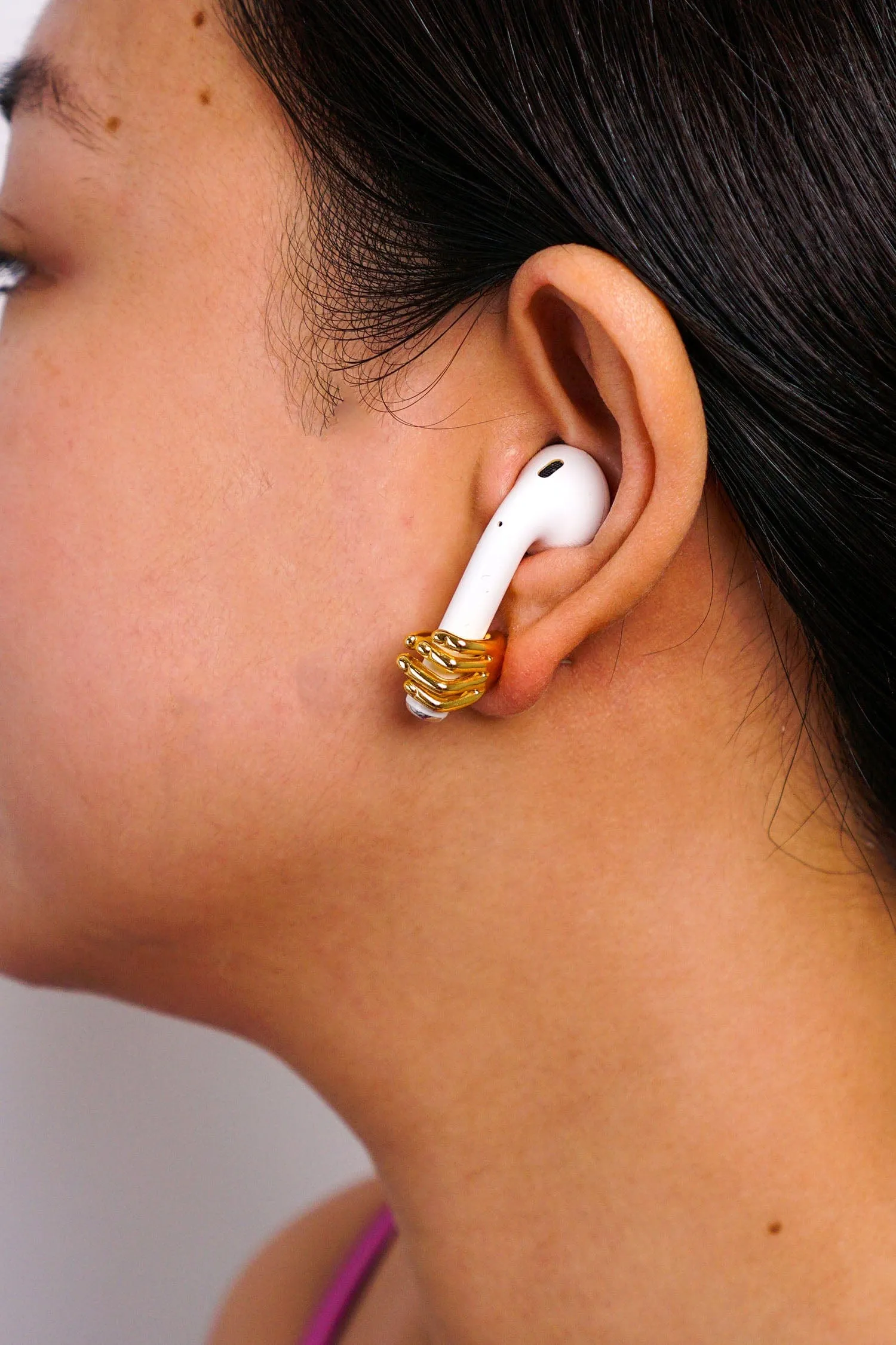 Gold Geometric Hand Stud Earrings