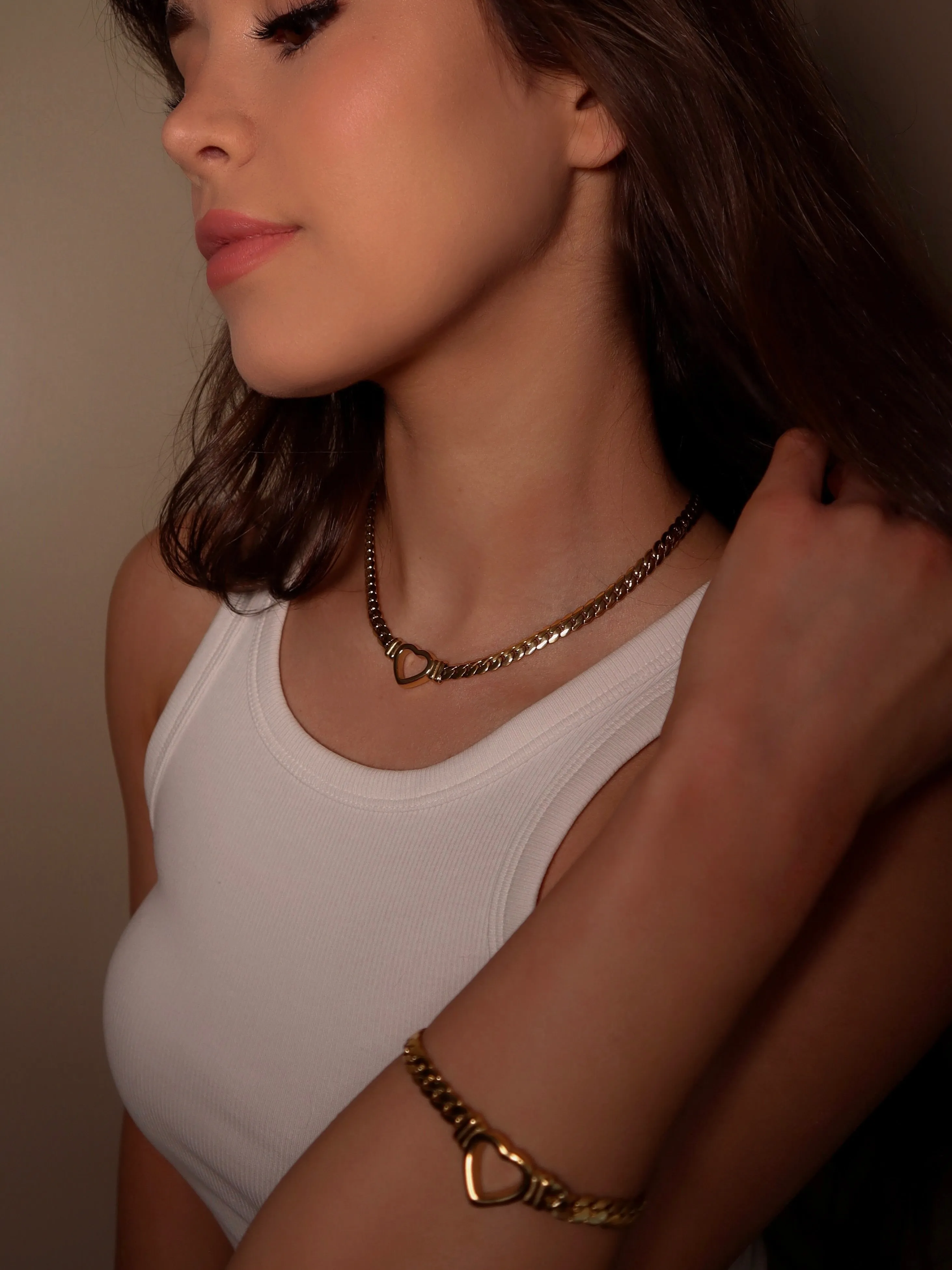 Gold Heart Chain Necklace