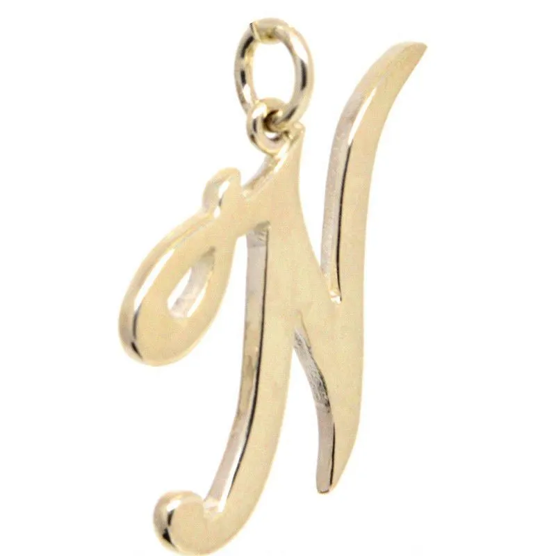 Gold Large Italic N Charm