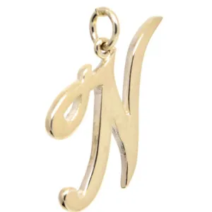 Gold Large Italic N Charm