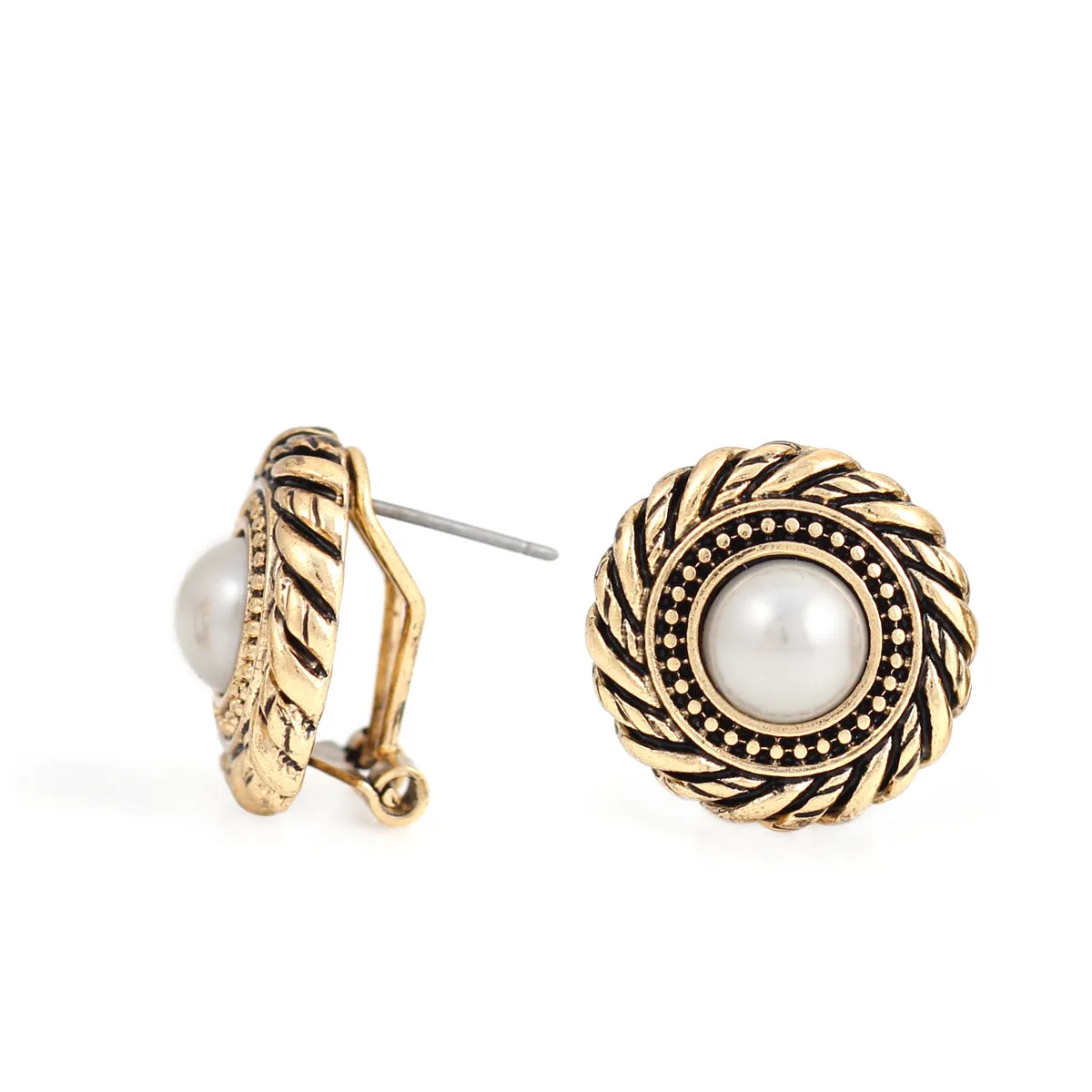 GOLD PEARL STUD EARRING #SE34354GLAN