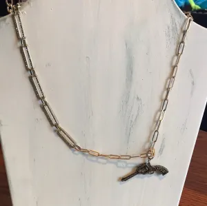 Gold Pistol Necklace