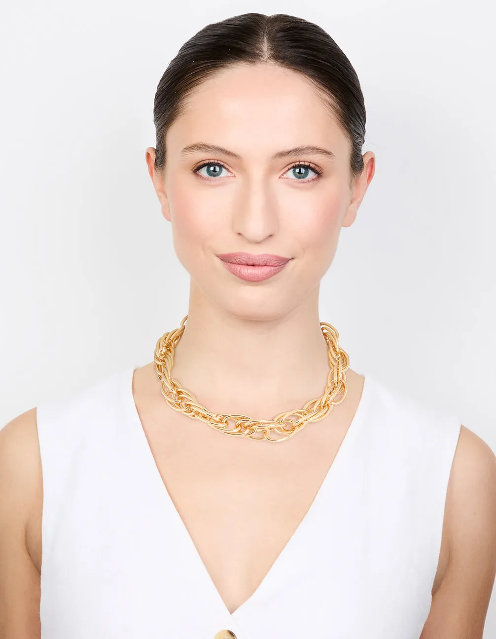 Gold Plated Chunky Wide Chain Necklace