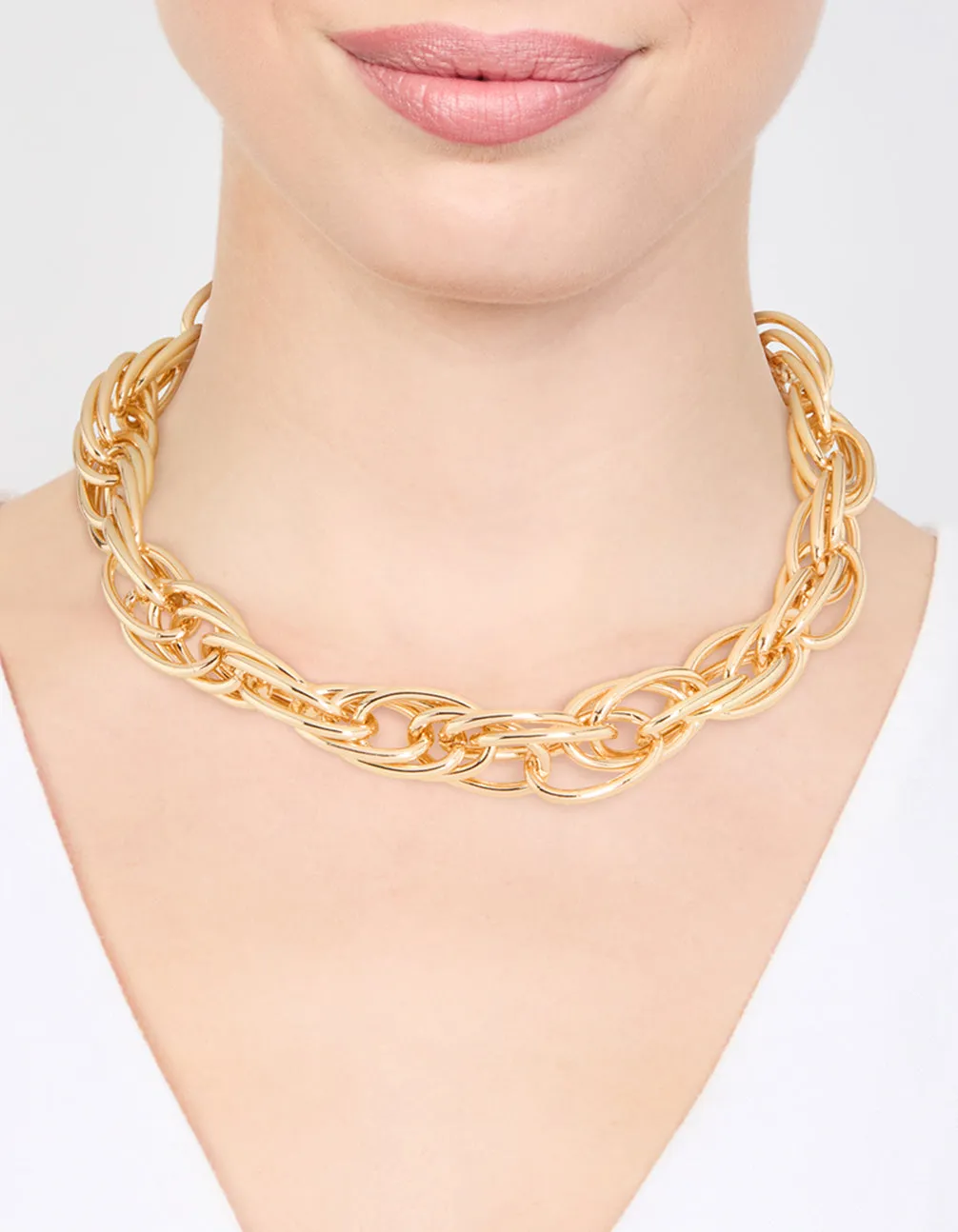 Gold Plated Chunky Wide Chain Necklace