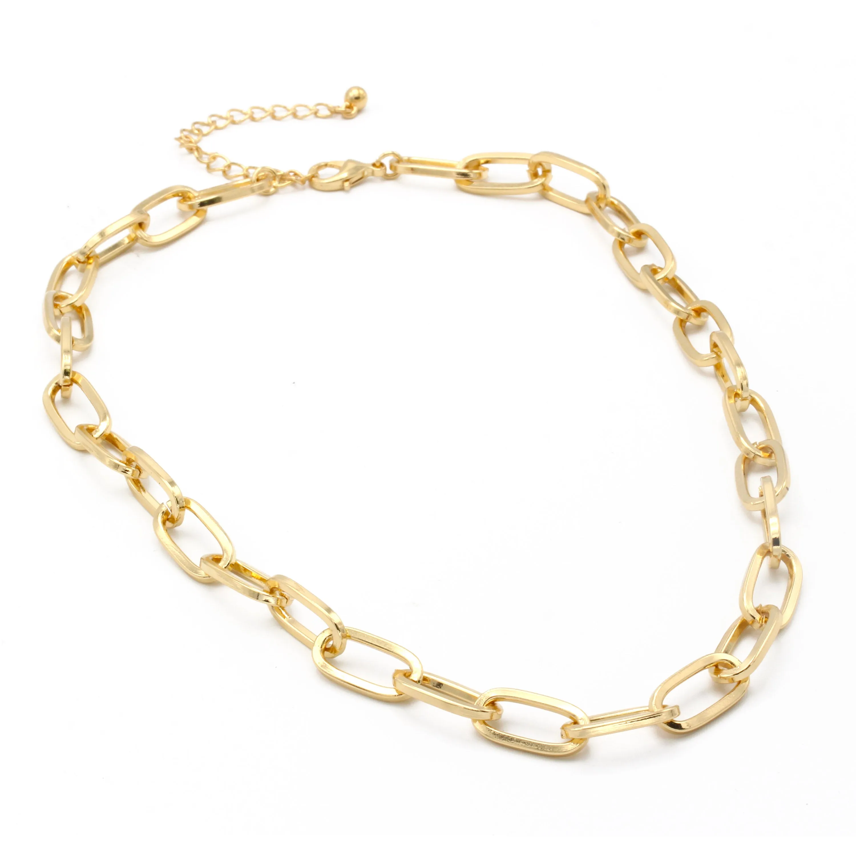 Gold Rectangle Link Chain Necklace #HNN90529GD (OE10/HD11)