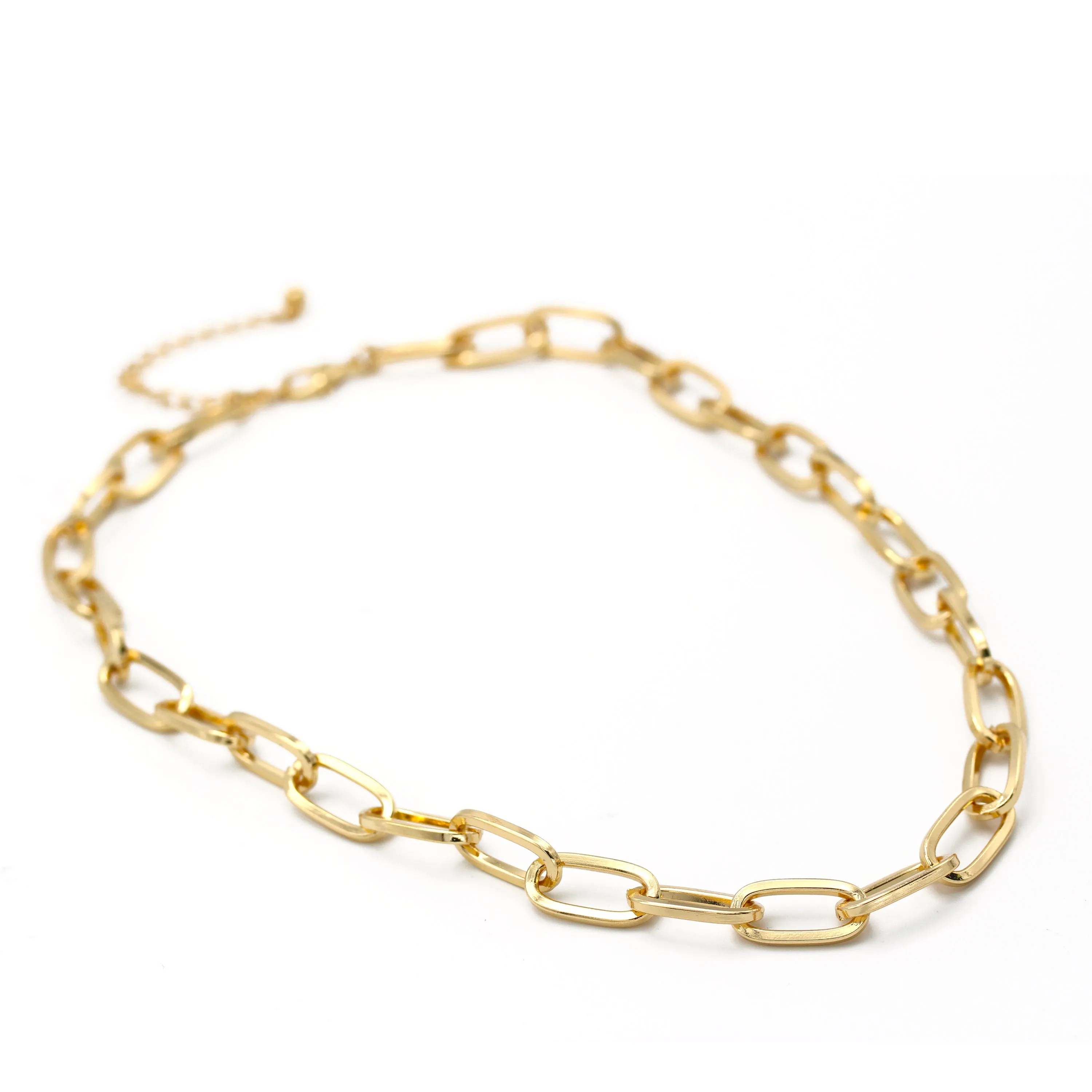 Gold Rectangle Link Chain Necklace #HNN90529GD (OE10/HD11)