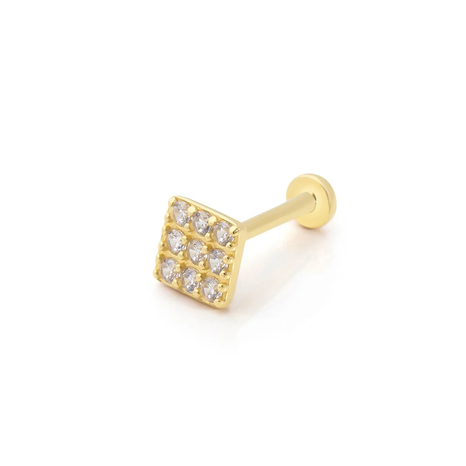 GOLD SQUARE PAVE PIERCING