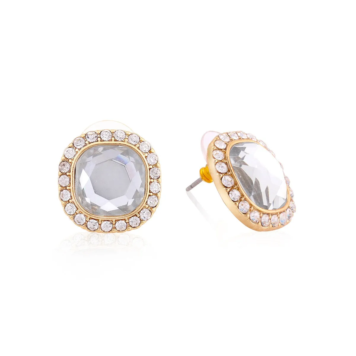 GOLD-TONE CLEAR CRYSTAL STUD EARRING #ADX6800059 (SHD6)