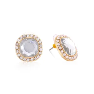 GOLD-TONE CLEAR CRYSTAL STUD EARRING #ADX6800059 (SHD6)