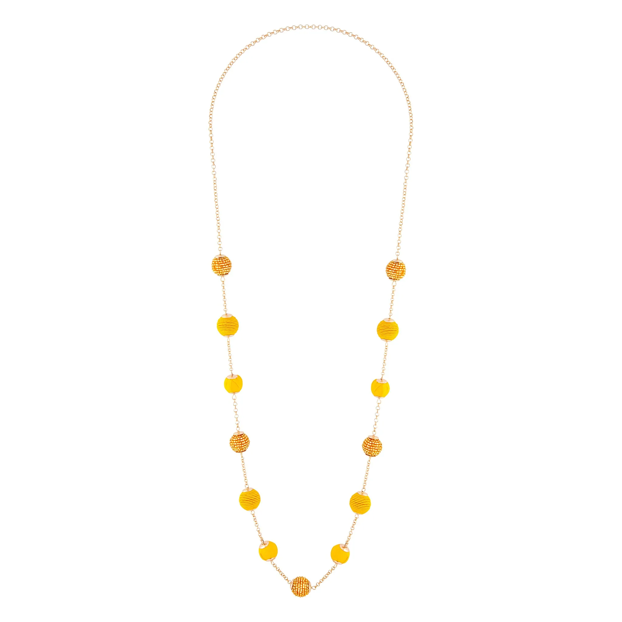 Gold Wrap Bead Station Necklace