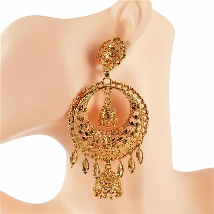 Golden Metal Chandelier Earring