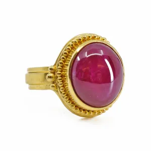 Gorgeous Ruby 12.41 cts Oval Cabochon 22K Handcrafted Gemstone Ring